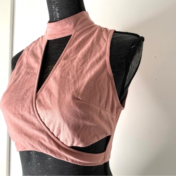 L’ATISTE Pink Faux Suede Zipper Back Crop Top - Picture 6 of 13